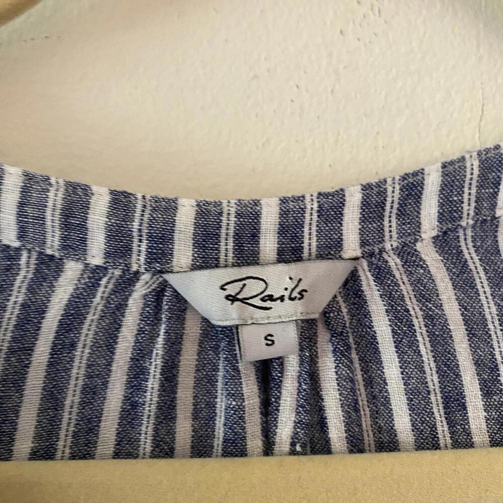 Rails Blue And White Jasmine Stripe Linen Long Sl… - image 6